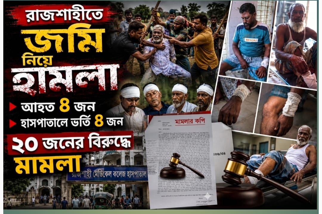 রাজশাহীতে জমি বিরোধের জেরে হামলা, ৪ জন রামেক হাসপাতালে ভর্তি, ২০ জনের বিরুদ্ধে মামলা