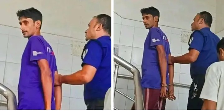 চোর-ডাকাতের মতো একজন সাংবাদিকের হাত পিছনে রেখে হাতকড়া! বড়ো-ই লজ্জা ও বেদনাদায়ক। বিএমএসএফ এর নিন্দা-প্রতিবাদ
